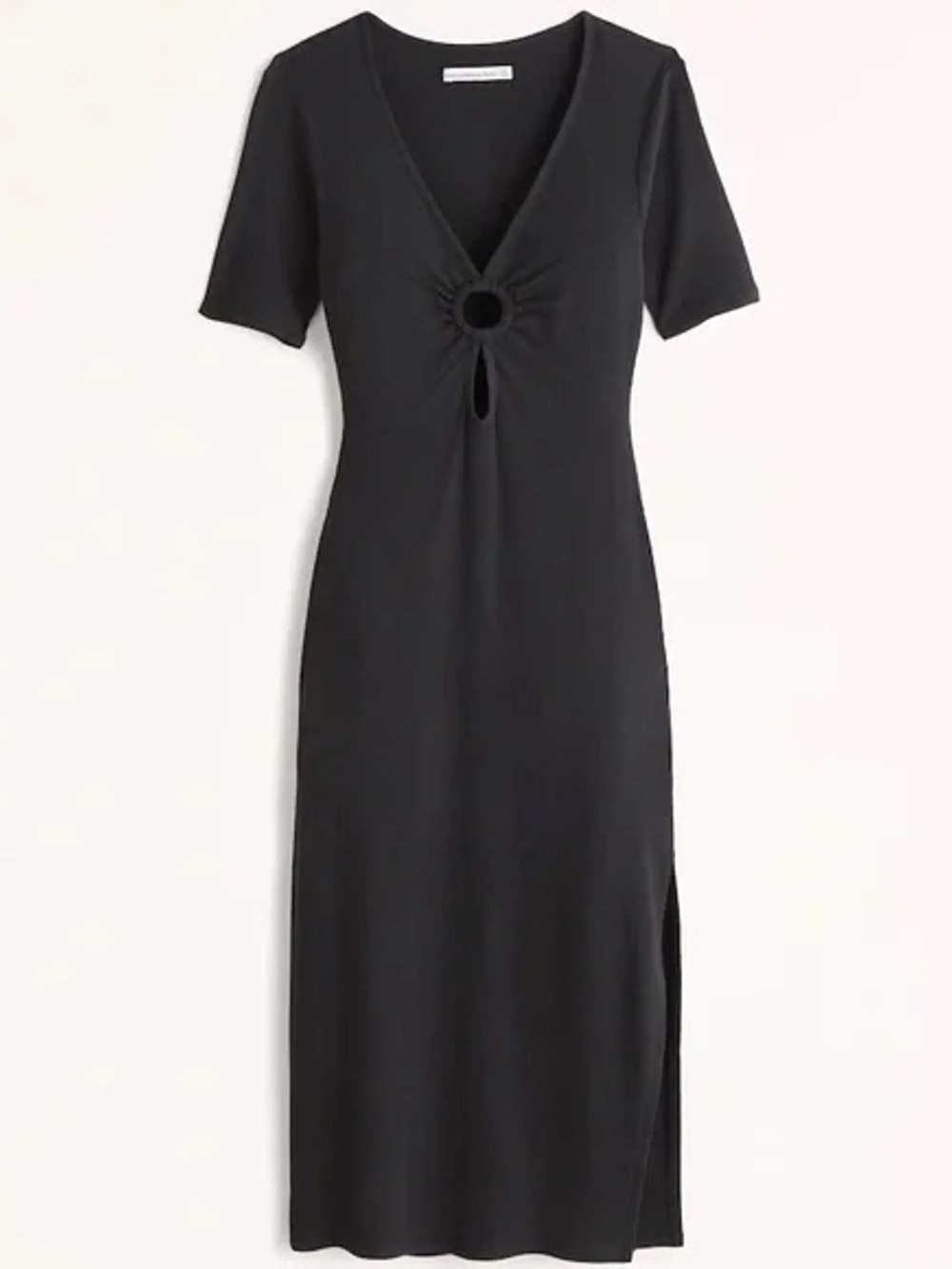 NWOT Black Midi Dress with Front Ring Detail